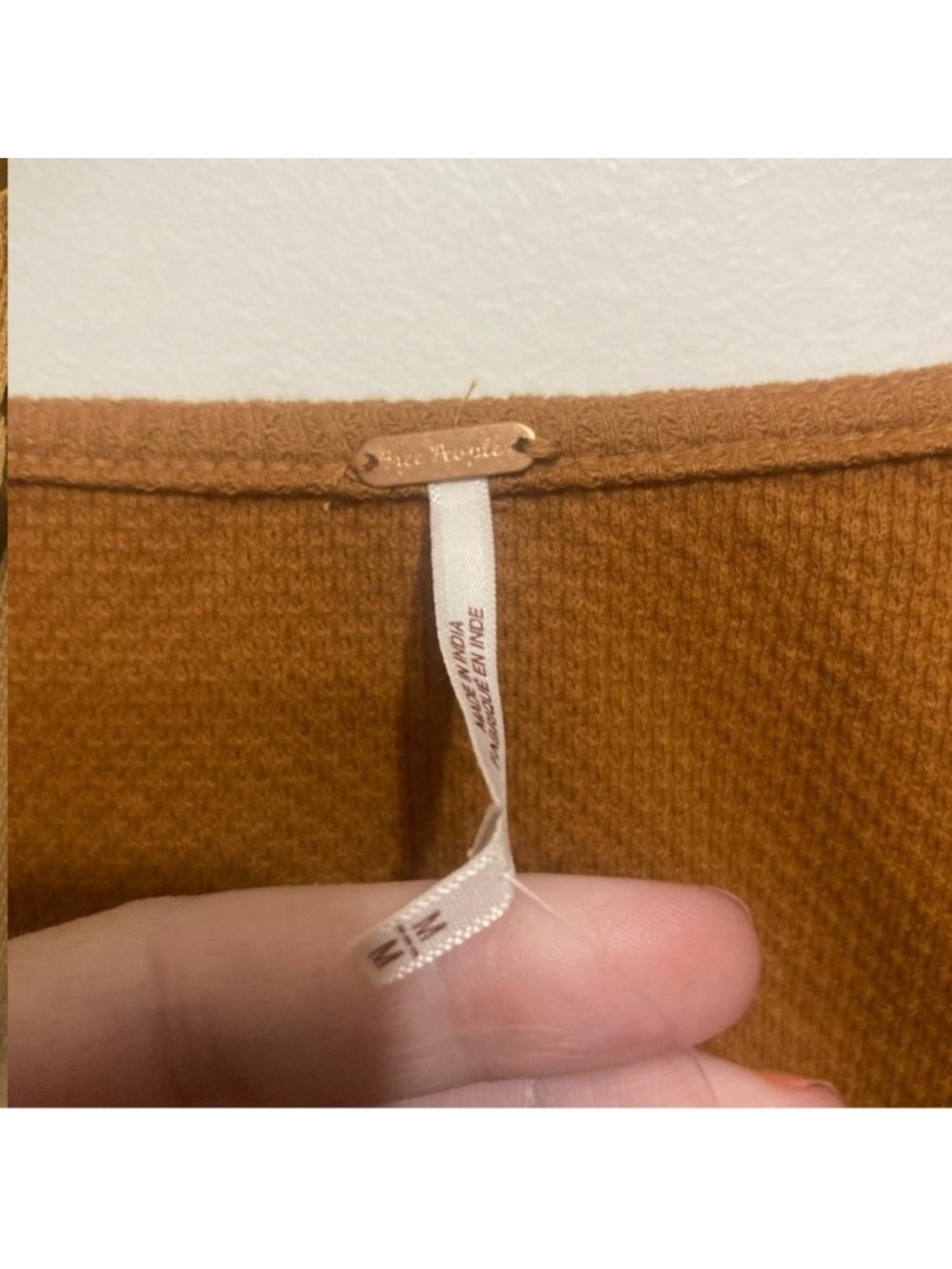 Free People A Little Unruly Longsleeve Thermal Top Rust Orange Eyelet Medium New - Picture 11 of 12